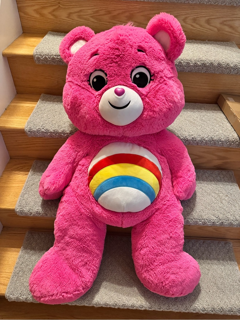 Jumbo Care Bears 36” Plush Pink Rainbow Bear Stuffed Toy - Soft Kids Plush